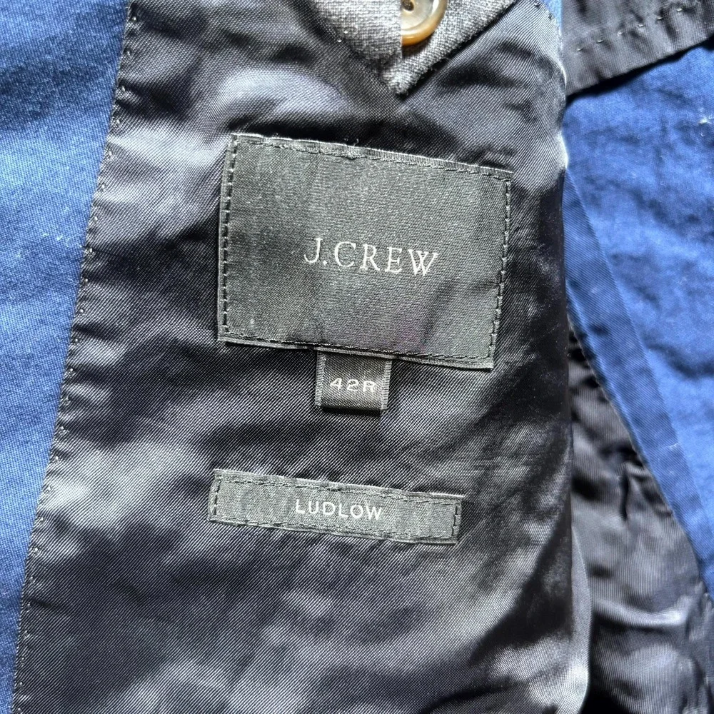 J.Crew Ludlow Suit Jacket Mens 42R Navy Blue Notch Lapel Larusmiani Cotton Slim